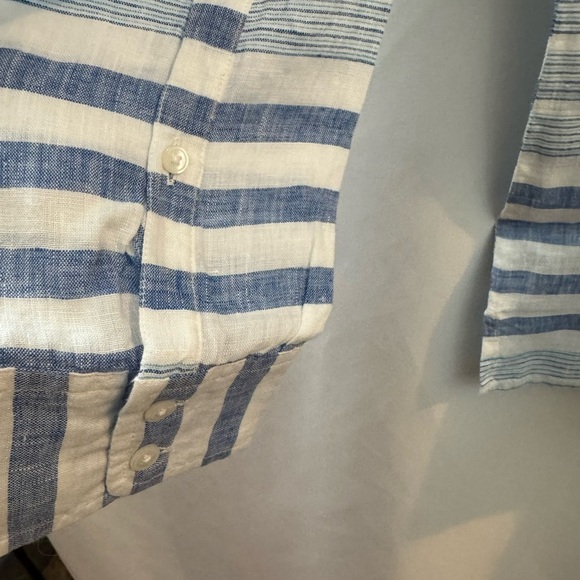 Untuckit Vietti Long Sleeve Button Down Shirt Blue & White - Picture 7 of 11